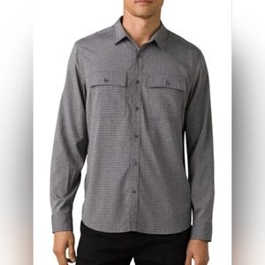 Prana Men's Garvan Long-Sleeve Button-Down Shirt, Charcoal, MED